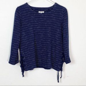 MADEWELL Striped Side Lace Up Sweater